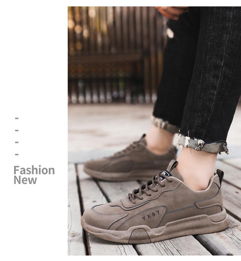 Men's Versatile Leather Lace-up Casual Sneakers - Breathable, Comfortable, Non-slip for Spring & Autumn 2025