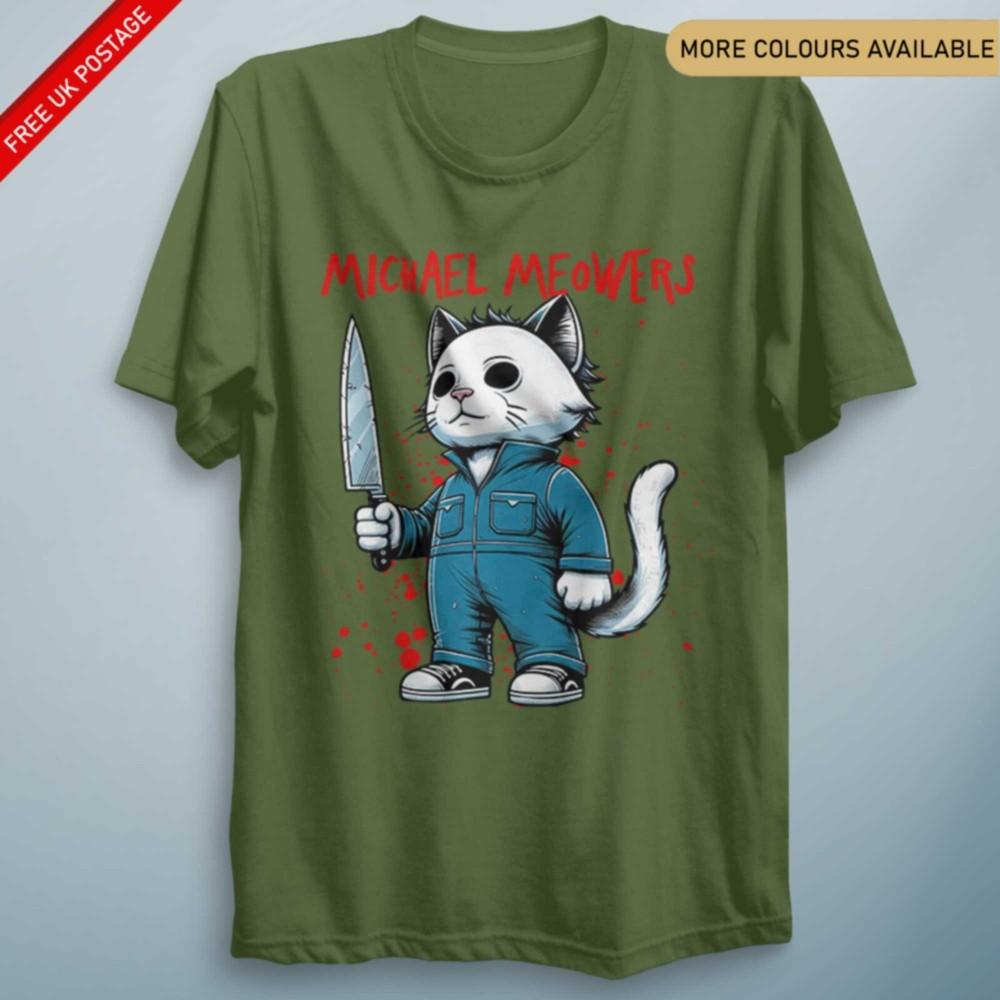Michael Meowers Tee Halloween Horror Spooky Parody Halloween T Shirt Funny Cats