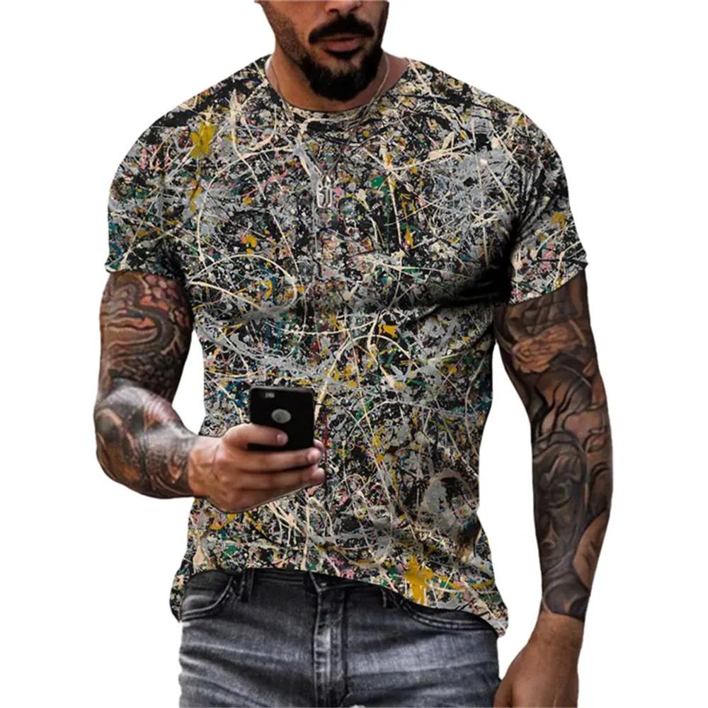New Abstract Graffiti Street Style Men's T-Shirt 3D Stereo Printing Trend Fashion Harajuku Round Neck Short Sleeve T Shirts Tops