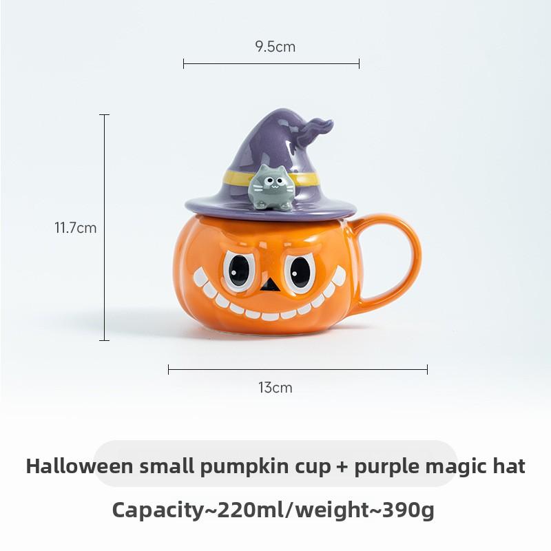 Taza de Cerámica Creativa de Calabaza Fantasma Taza de Pareja de Halloween con Tapa Taza de Café Divertida para la Oficina