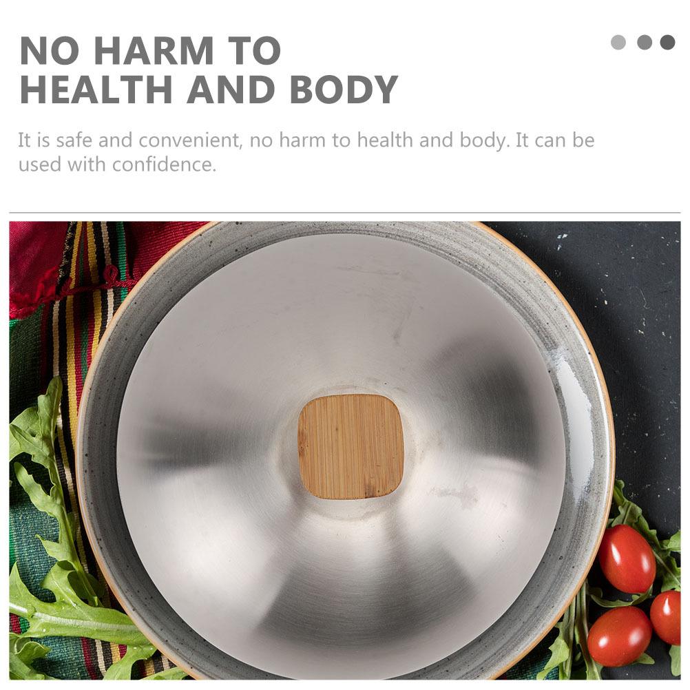 Stainless Steel Food Protector Round Cover Insect-Proof Anti- -Keeping Kitchen Supply Wood Fruit Bowl