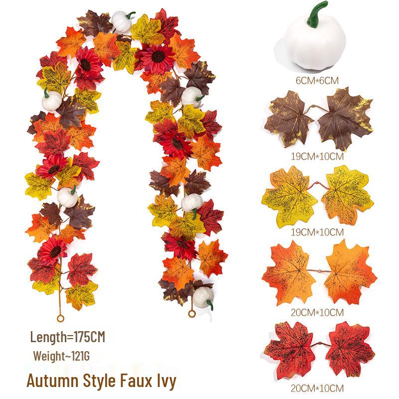 Artificial Maple Leaf Vine Autumn Thanksgiving Home Decor Greenery.