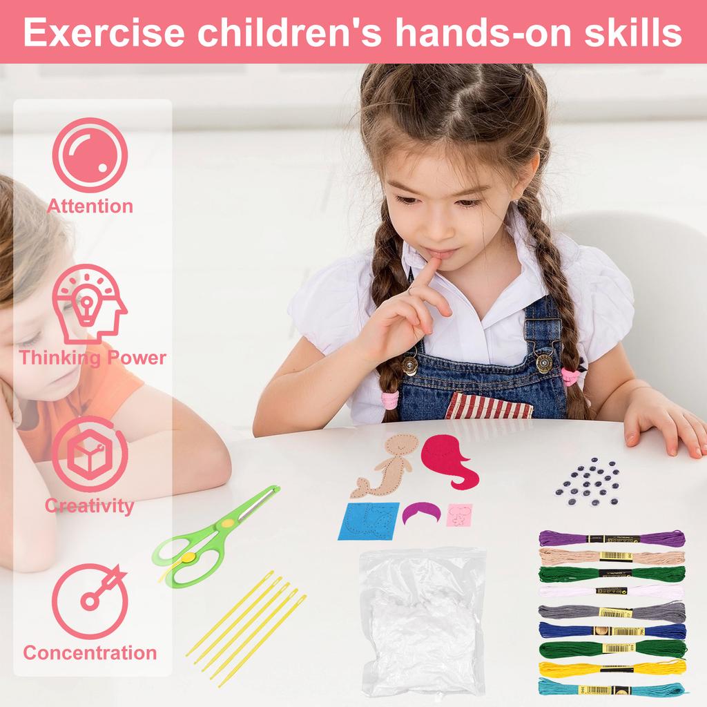 8Pcs Castle Series Sea Animals Craft Kit Felt Sewing DIY Craft Set for Kids Beginners Educational Sewing Girl Art Christmas Gift