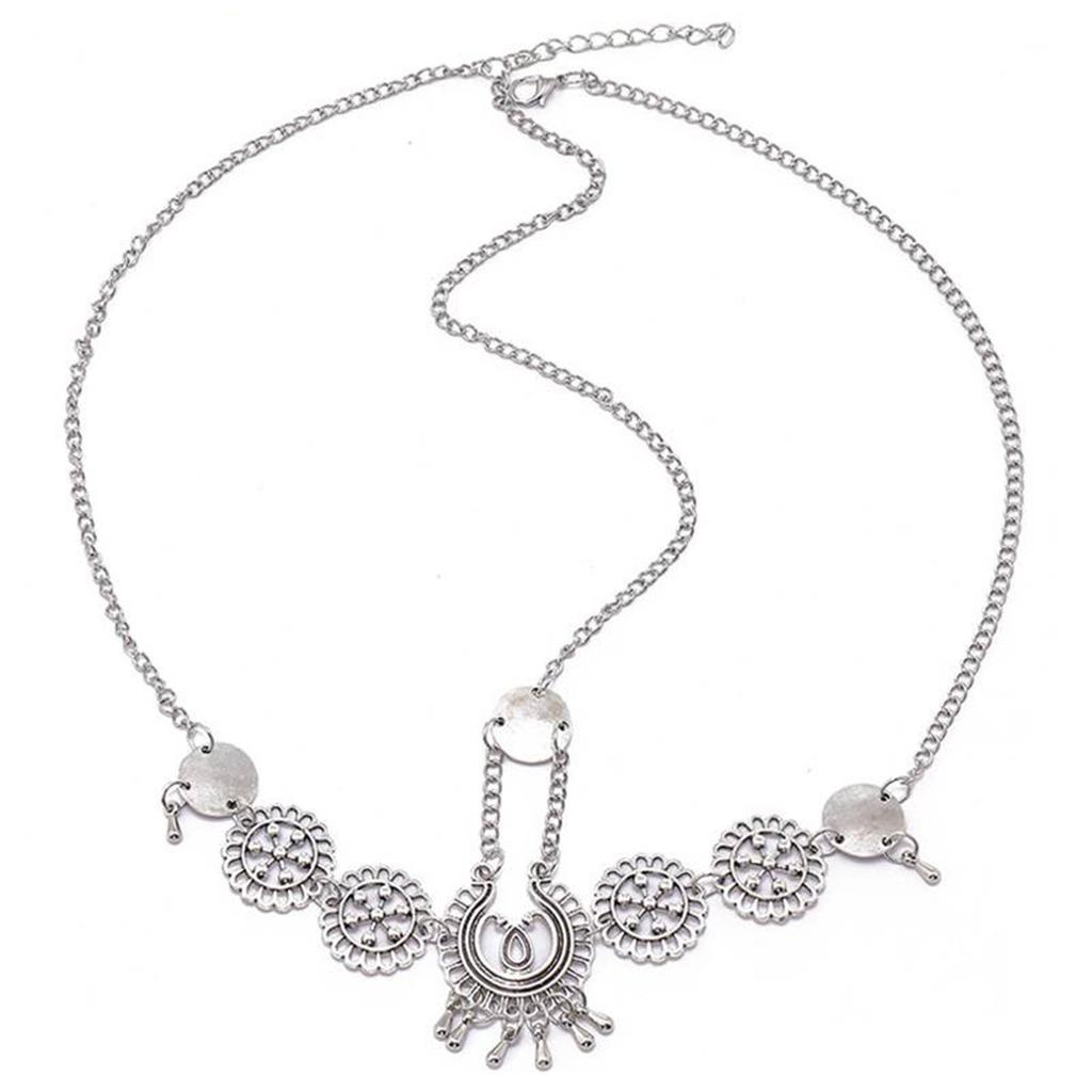 Ethnic Hair Belt For Women Vintage Metal Carved Tassel Forehead Chain Ethnic Forehead Decoration Chain Cosplay Hair Accessories