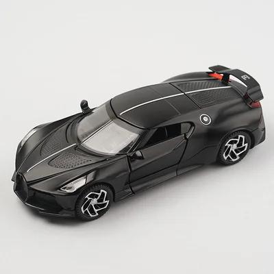 1 32  Voiture Noire Static Diecast Sports Car Sound Light Detailed Rubber Tires Desktop Collectible Kids Birthday Gift