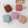 Light Corduroy Makeup Organizer With Stitching For Daily Use And Travel Storage