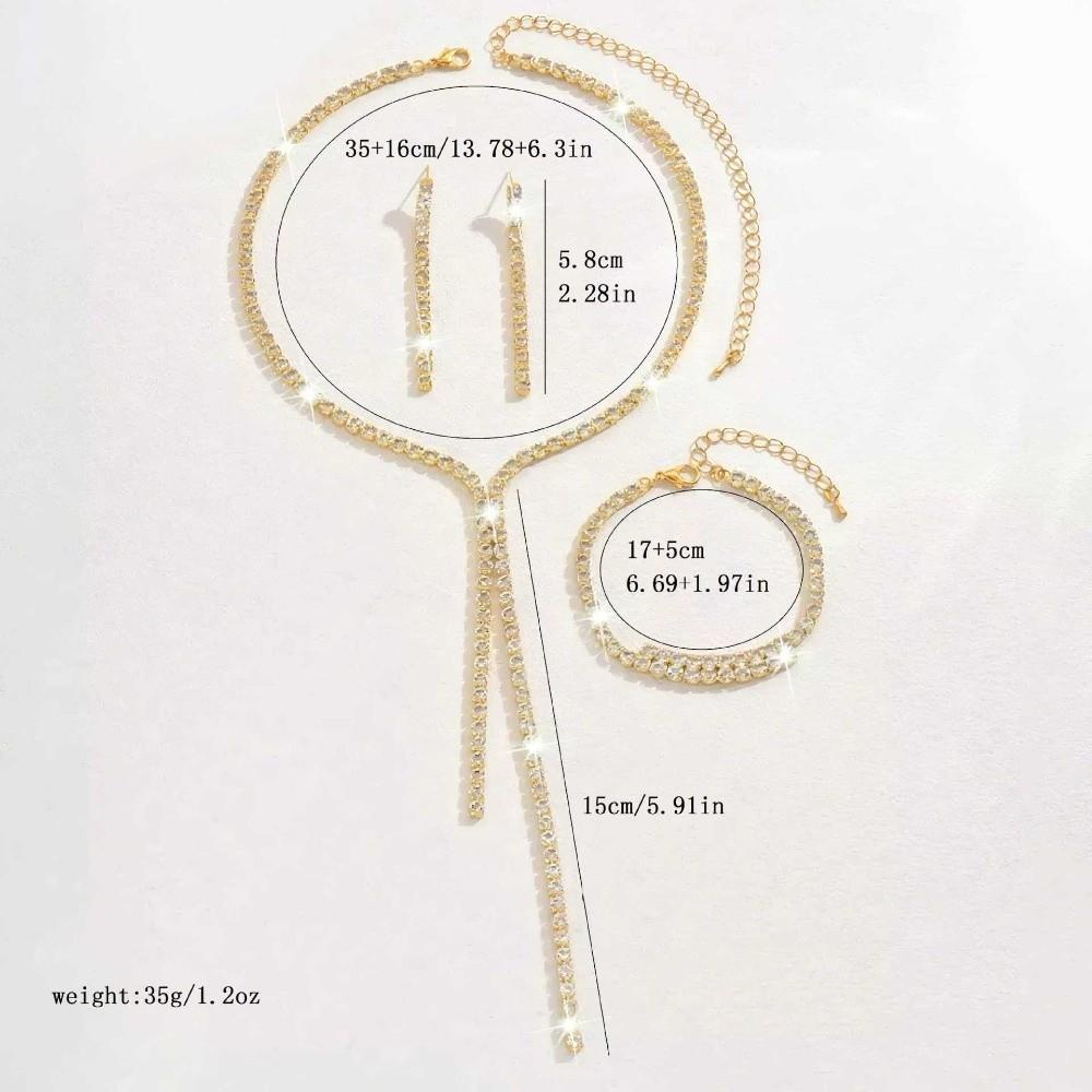 4 PC Exquisite Necklace Earrings Bracelet Jewelry Set Sparkling Crystal Necklace Set Wedding Party