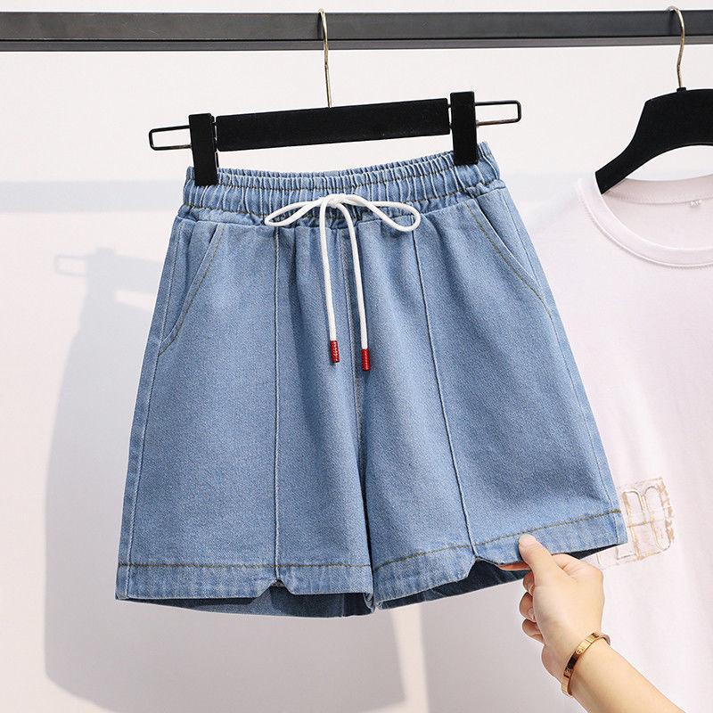 

Женские джинсовые джинсы больших размеров, летние модные тонкие повседневные женские шорты с высокой талией, брюки 4XL светло-синий