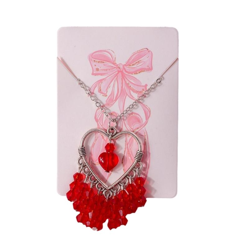 Trendy Resin Heart Pendant Necklace/Ear Hooks Acessories Dainty Neckchains/Earrings Adornment for Daily Wear Dates Party