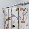 Modern Bathroom Shower Curtain With Flora Cats Design White Polyester Fabric Waterproof Decorative For Home Bathrooms