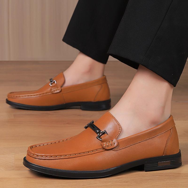 Fashion Men's Genuine Leather Loafers Business Male Casual Shoes Slip-On Comfortable Walking Shoes for Men Office Men's Dress Footwear