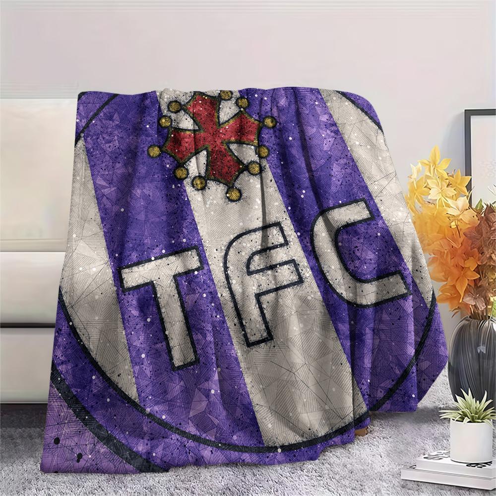 Toulouse Football Club Flanelldecke mit Aufdruck, Hohe Qualität, Bequem für alle Jahreszeiten, Heimdekoration, Wärme und Komfort