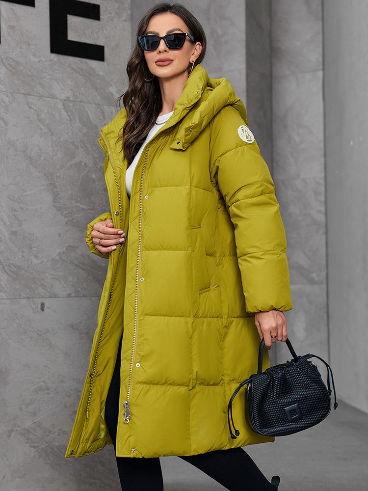 Cinemore Women's Jacket Long Fashion Grace Women Winter Down Jackets Zipper Pocket with Belt Parka High Quality Outwear 9110