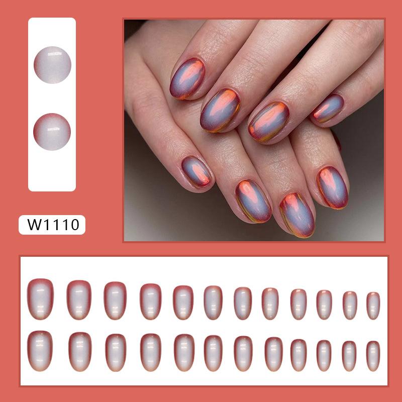 

Oval Summer White Fantasy Fairy Fake Nails Fashion Versatile Fake Nails Wear Nail