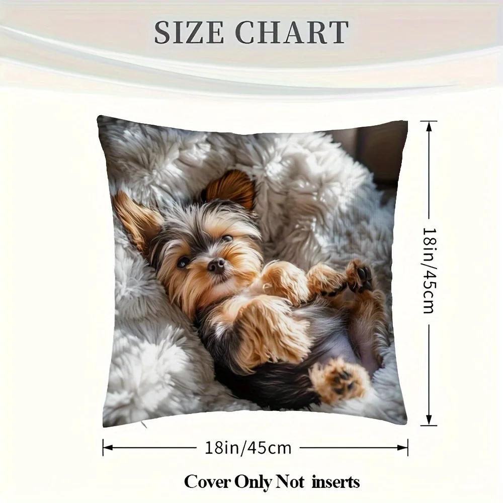 Cute Yorkie Puppy Printed Pillowcase for Comfy Decor Sofa Cushion Cover, Home Room Dormitory Decoration, 2D Printing