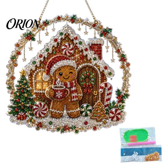 DIY Holiday Crafts for Adults Christmas Faux Diamond Art Ornament, Santa Claus Sun Catcher Kit, Rhinestone And Craft Supplies Kids Xmas Wreath Hanging