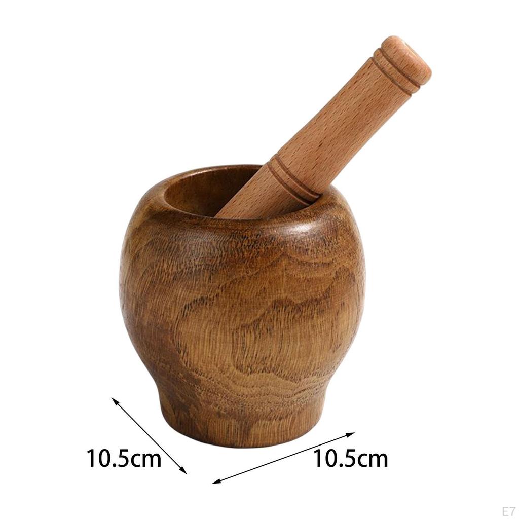Wood Mortar with Pestle Decorative Kitchen Gadget Crusher Manual for Spices