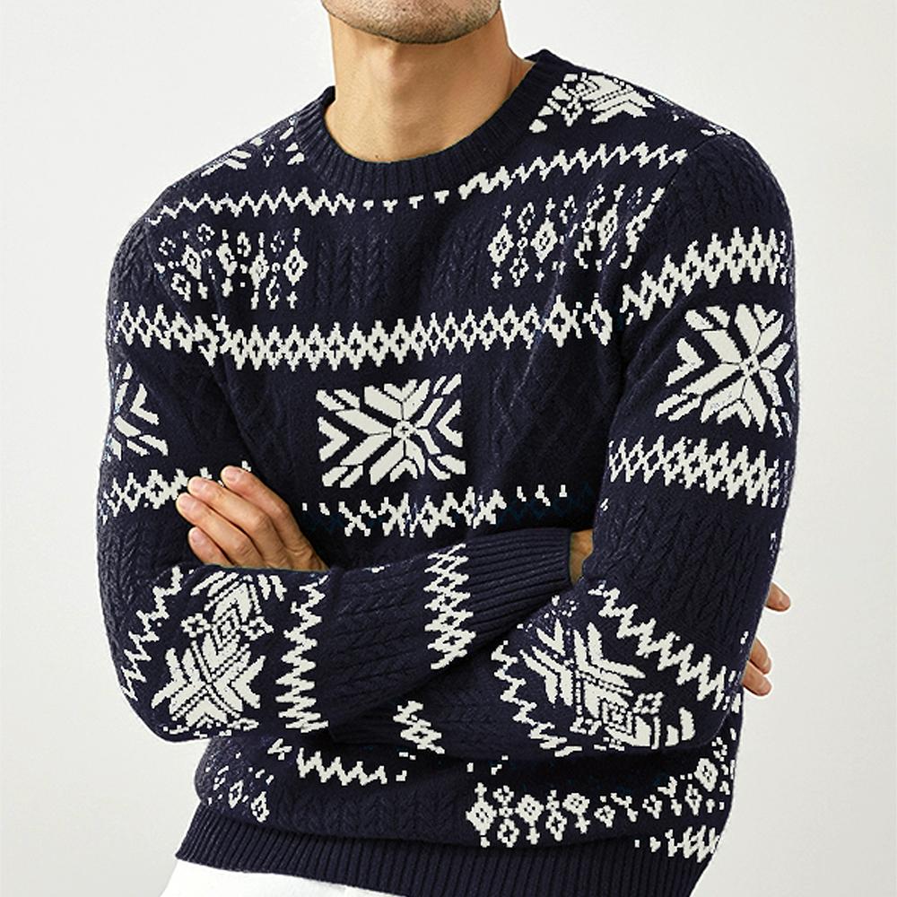 Pulover pulover cu mâneci lungi din tricot cald la modă cu diamante pentru bărbați