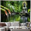 Buddha Zen Bambusový Vodní Proud Jezero Příroda Nástěnná Gobelínová Látka Lze Prát v Pračce Celoroční Dekorace Umělecký Tisk Orientální Mírový Design Domov