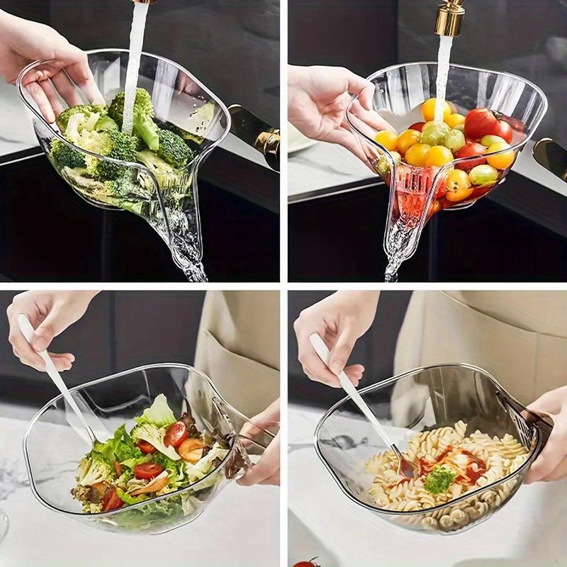 High-Quality, Versatile Kitchen Drain Basket - Multifunctional Plastic Strainer with Funnel for Vegetables, Pasta, Fruit & Salad