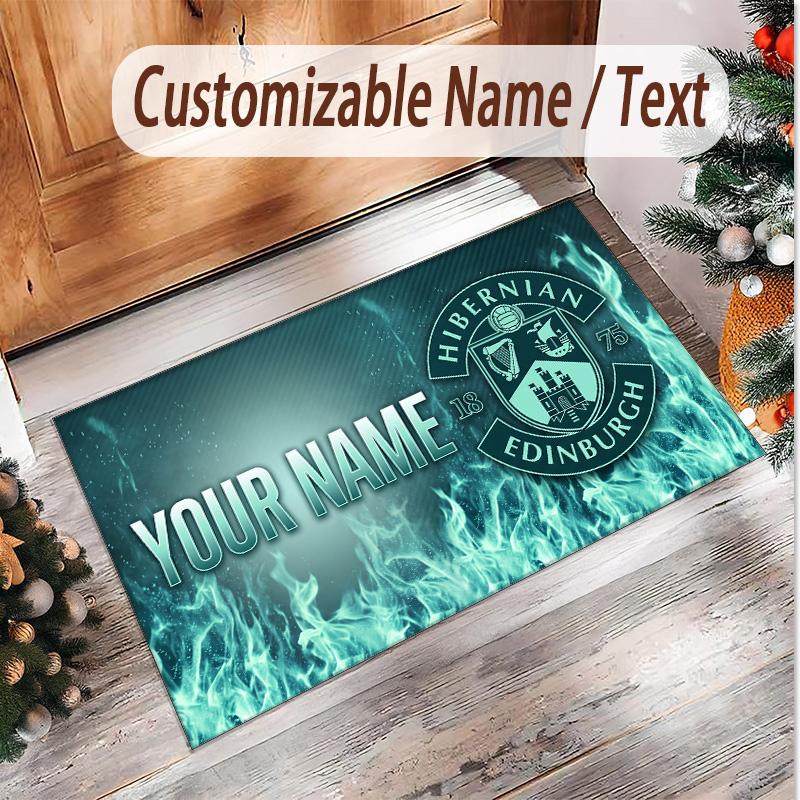 Personalized Crystal Velvet Carpet Hibernian FC Pattern Non Slip Floor Rug
