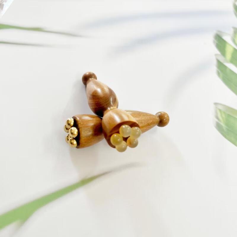 Green Sandalwood & Brass Lotus Guasha Massage Stick