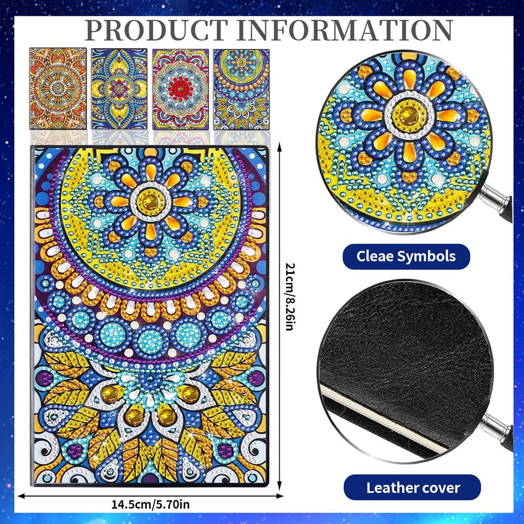 A5 Business Notebook with 5D Diamond Painting, DIY Imitation Leather, B5 Meeting Record Journal, Elegant Gift.