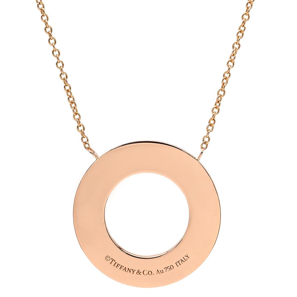 Tiffany & Co T-toe T-Two Circle Pendant DiamondNecklace 18K Pink Gold/diamond Array