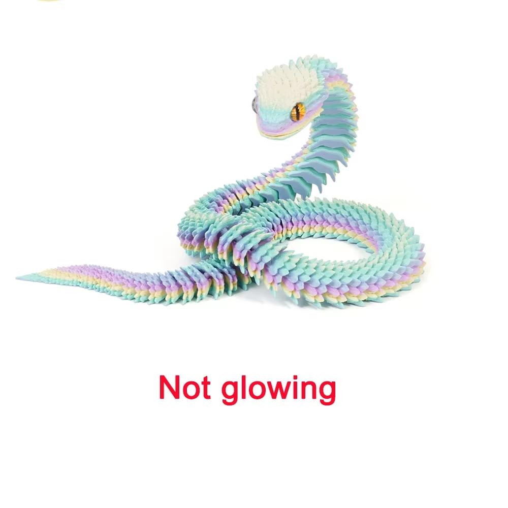 3D Printed Snake Luminous Movable Joint Simulation Snake Figurine Creative Home Office Desktop Decoration New Year Gifts Crafts