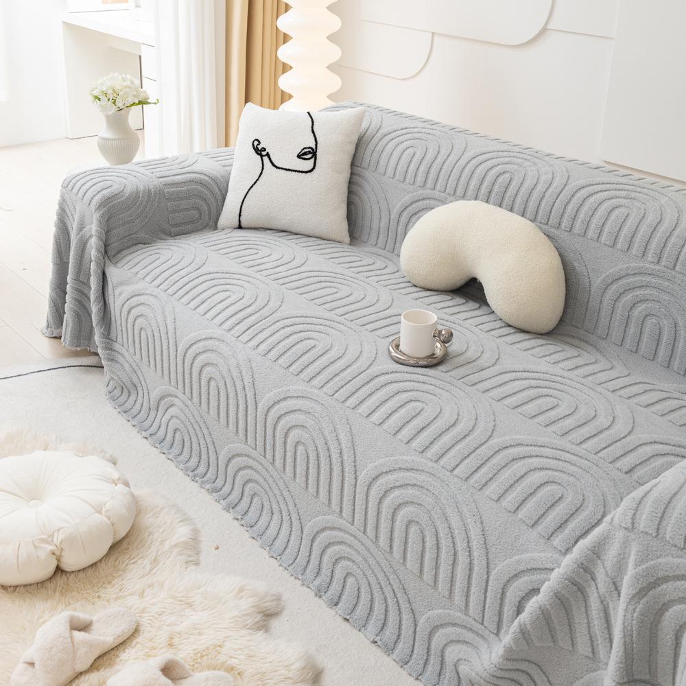 Anti-Scratching Plush Sofa Towel All-Inclusive Winter Thickened Sofa Cover Simple Modern Sofa Cover Cloth
