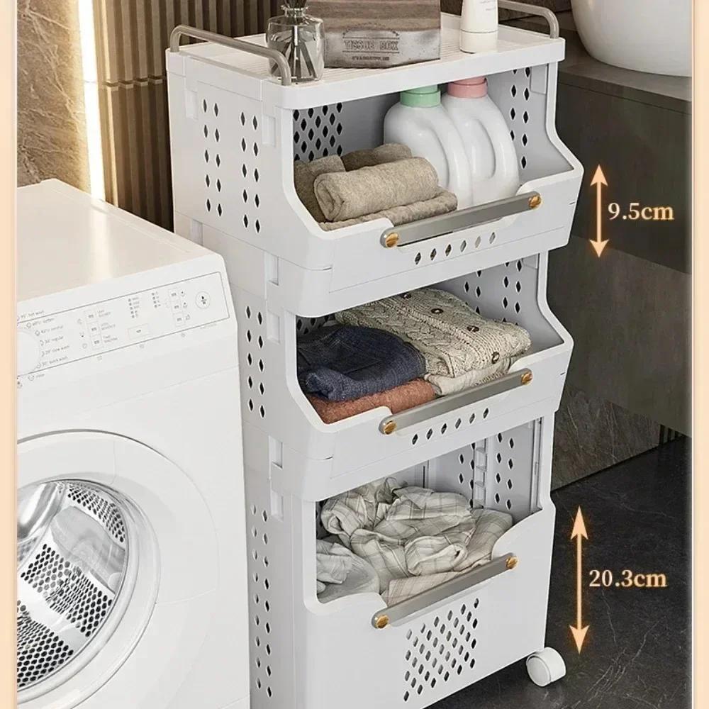 Multi Layer Laundry Basket Convenient Storage Rack Multifunctional Household Dirty Laundry Basket Mobile Luxury Storage Rack