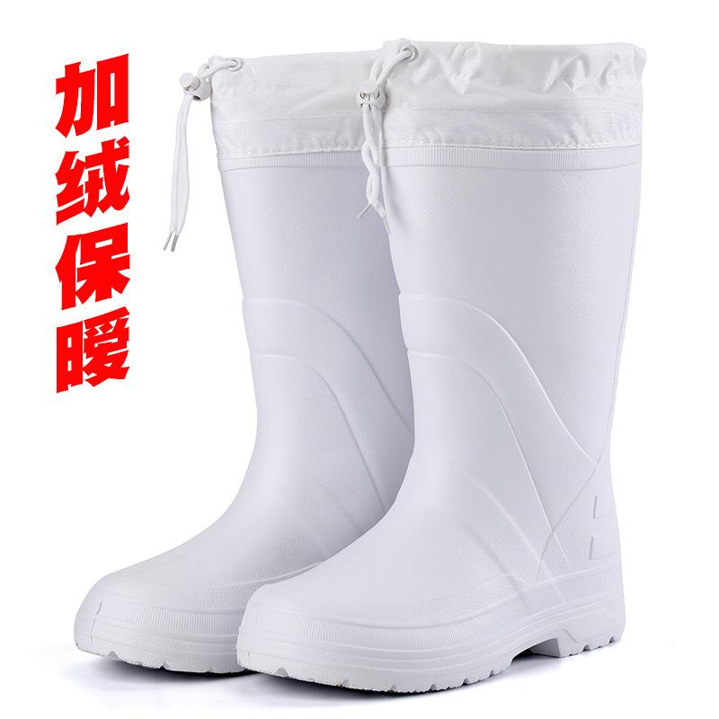 

Флисовые теплые высокие резиновые сапоги мужские белые хлопковые резиновые сапоги с тремя уровнями защиты от непогоды 45/46 белый