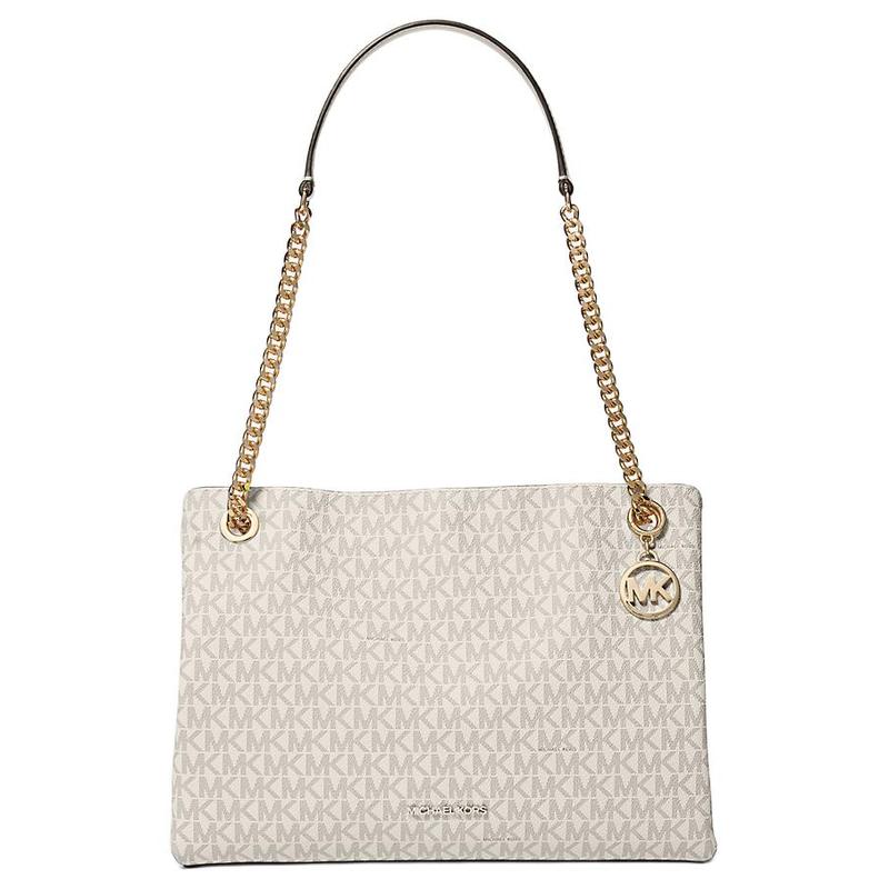 MICHAEL KORS Christina Brand Logo Design Coated Canvas Messenger Bag Shoulder Bag Medium Women s Off-White белый