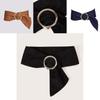Ladies Wide Belt With Circular Buckle Faux Suede Fashion Accessory For Spring Looks