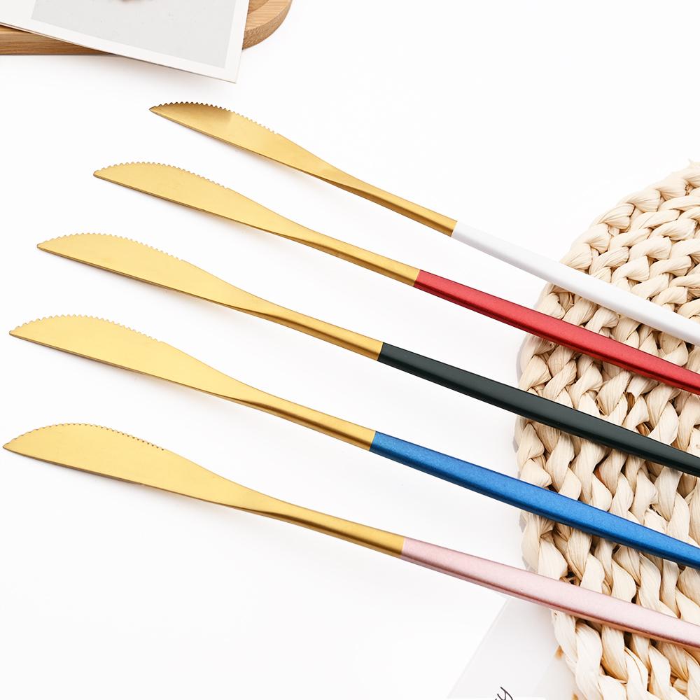 White Gold 24Pcs Cutlery Set Matte Dinnerware Western Flatware Knife Fork Spoons Stainless Steel Silverware Kitchen Tableware Set