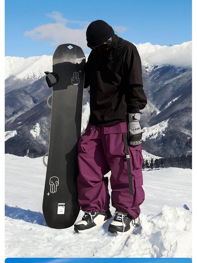 Ice Degree Unisex Waterproof Ski Pants - Violet, Heavy Duty, Multi-Pocket, Wear-Resistant