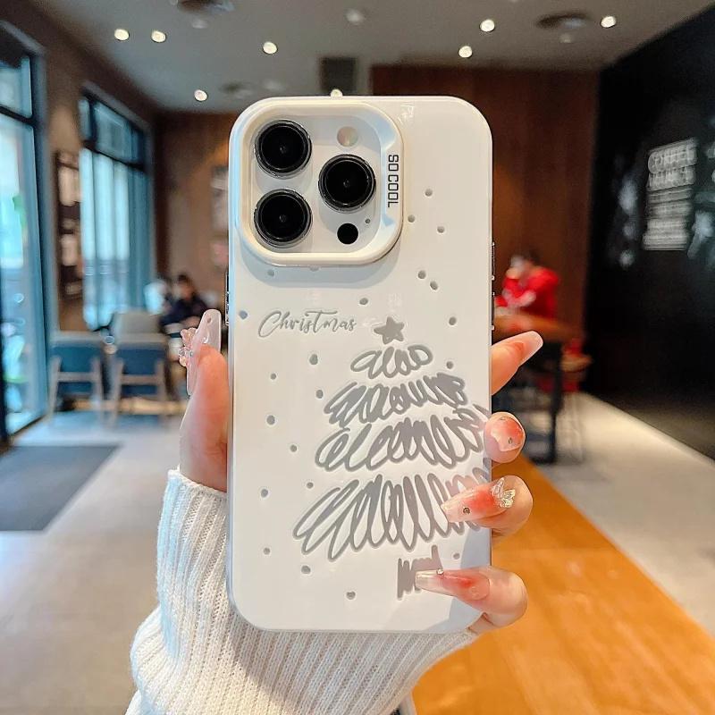 Merry Christmas Tree Snow Deer Fashion For iPhone 16 15 14 13 12 11 Pro XR XS Max 7 8 Plus Anti-Drop Phone Shockproof Y2k Cover