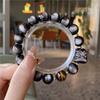 Men's Obsidian Lion Dance Bracelet with Tiger Eye and Hawk's Eye Stones