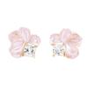 Sweet temperament, pink and white oil-dripping petal earrings, gold-plated stone-studded exquisite pierless earrings, earrings, women's earrings.