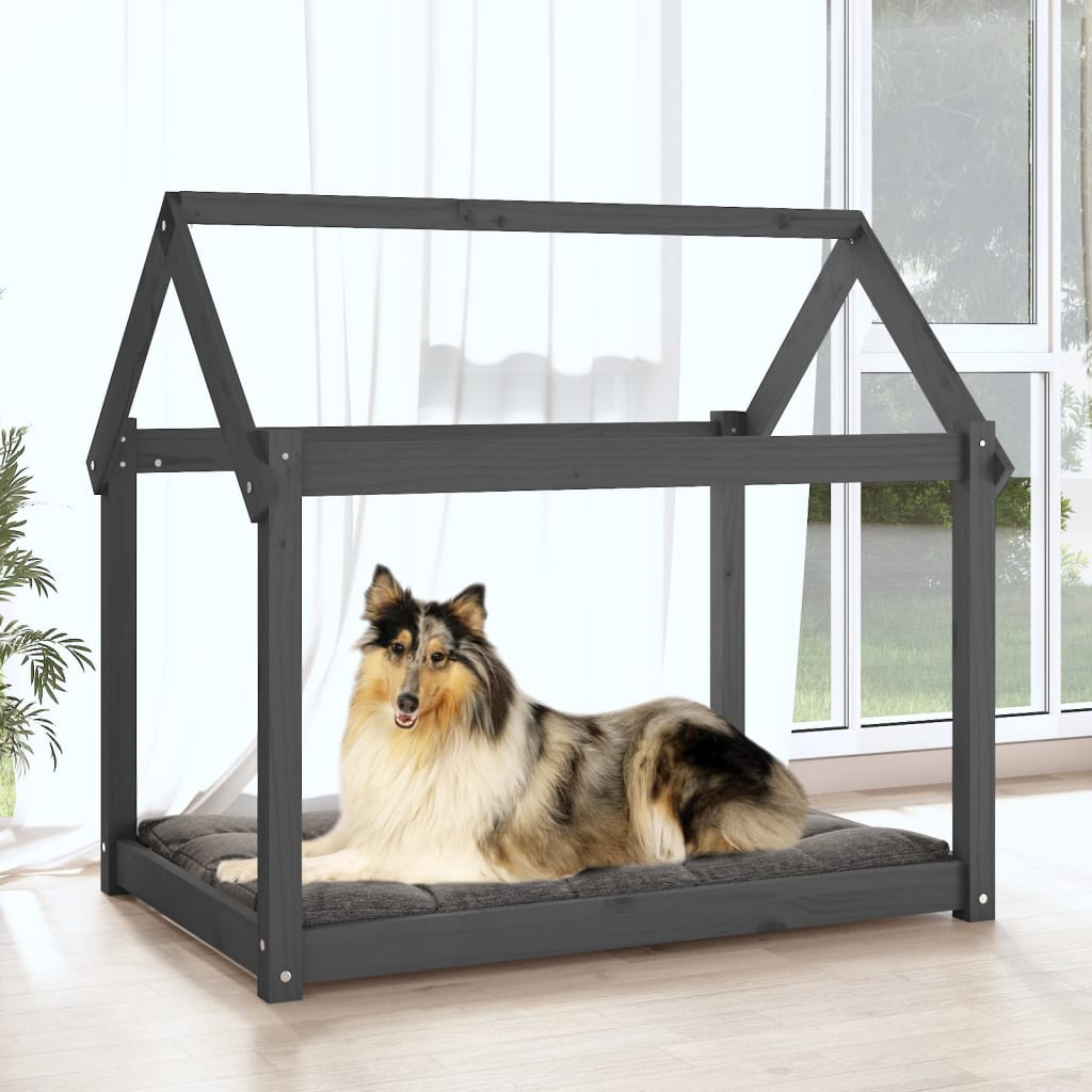 Vidaxl Dog Bed, Grey, 101X70X90 Cm, Solid Pine Wood