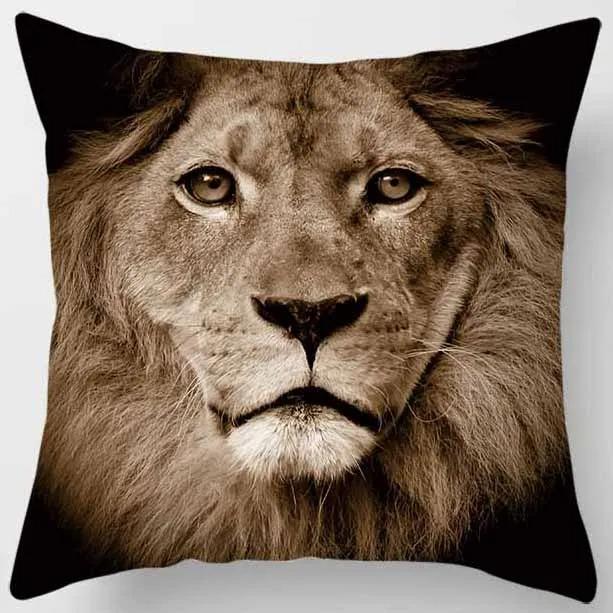 Animal World Tiger Lion Print Pattern Pillowcase Living Room Sofa Cushion Cover Bedroom Bedside Home Decoration 45x45cm