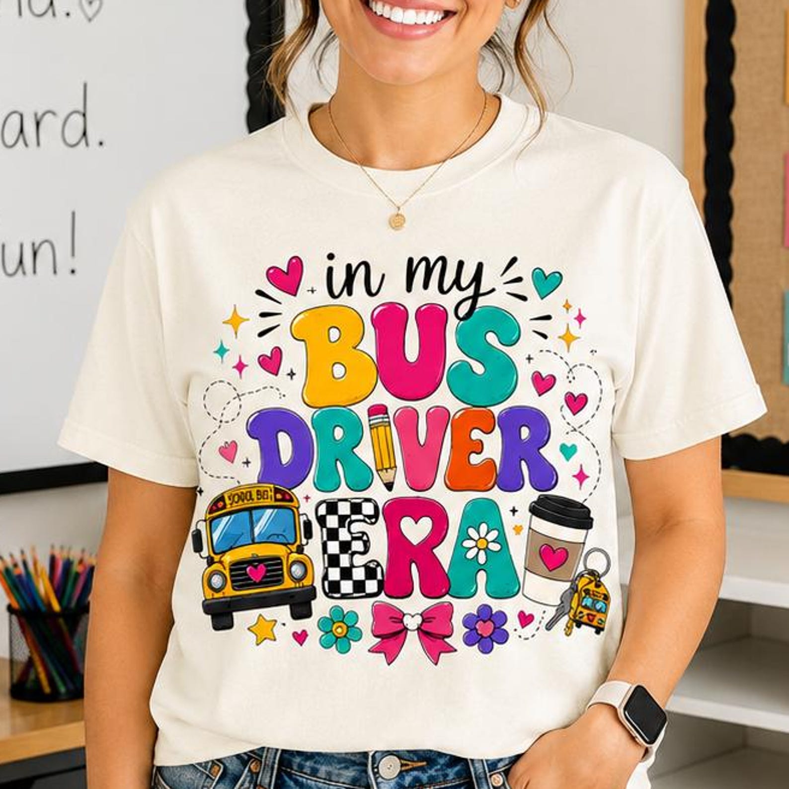 In My Bus Driver Era Shirt, School Bus Driver T-Shirt, Bus Driver Appreciation Gift, Back To School Shirt, Women Bus Driver L