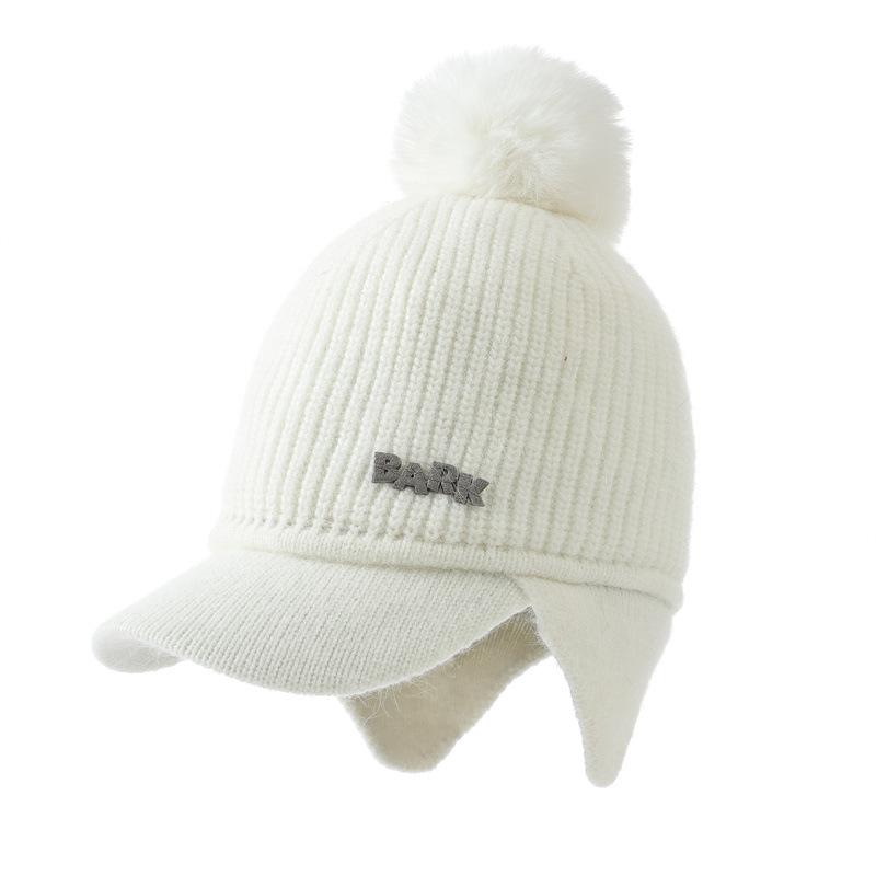 Fleece Warm Knitted Cap Ladies Ear Protector Wool Baseball Cap Fashion Cycling Plush Cap