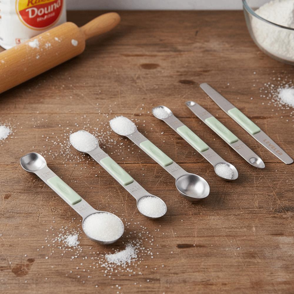 5PCS/SET with Leveler Magnetic Measuring Spoon Stainless Steel Seasoning Spoon Coffee Spoon Kitchen