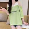Navava Women Lovely Off Shoulder LeTTering ShorT Sleeve T shirT nT2581
