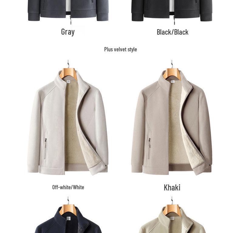 Men's Large Fleece Jacket: Warm Lined, Thickened for Autumn and Winter - Perfect for Middle-Aged Dads.