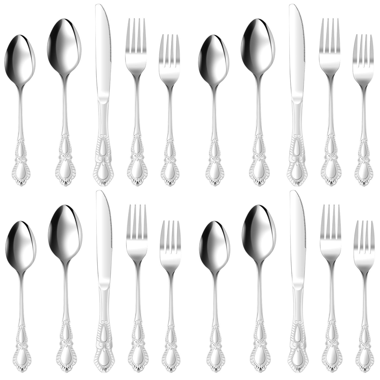 

20Pcs Silverware Set for 4 Stainless Steel Utensil Including Fork Spoon and Knife Flatware Set Dinnerware Steak Knife Cutlery