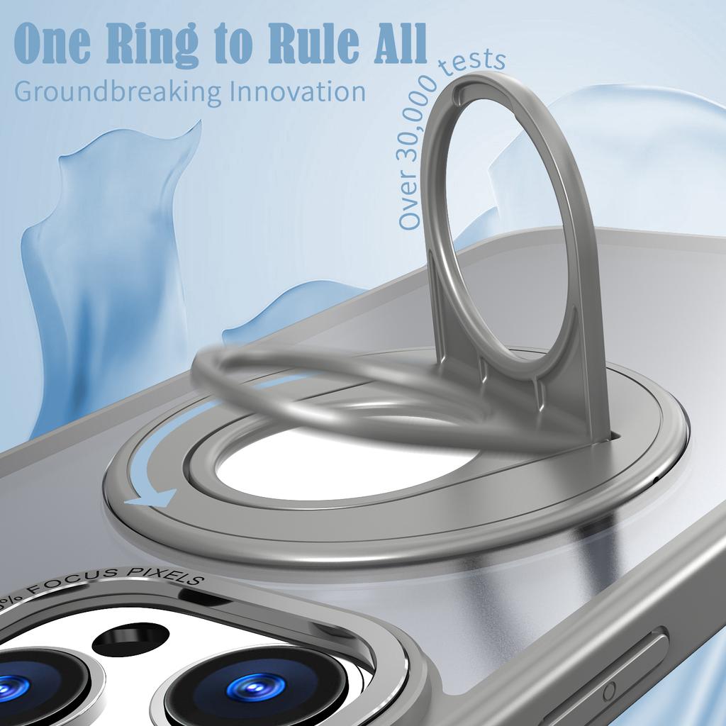 For iPhone 16 Pro Max Kickstand Case TPU+PC Clear Back Phone Cover Compatible with MagSafe