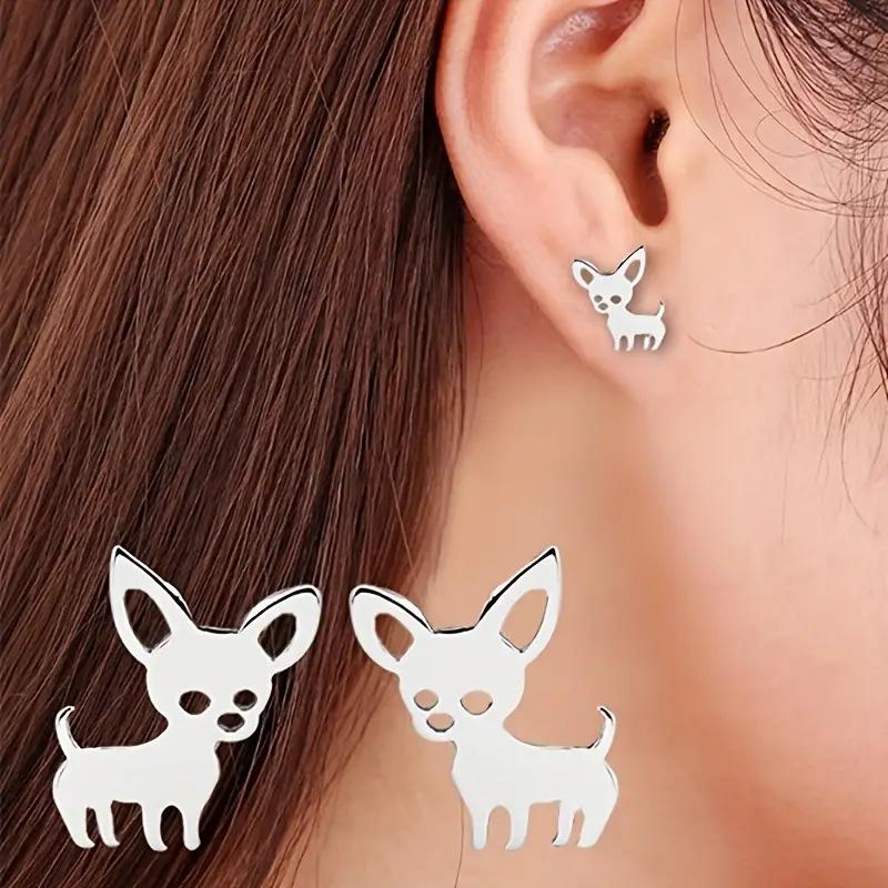 Cute Animal Stud Earrings for Women Metal Dog Shaped Ear Piercing Accessories Girls Earrings Daily Wear Statement Jewelry