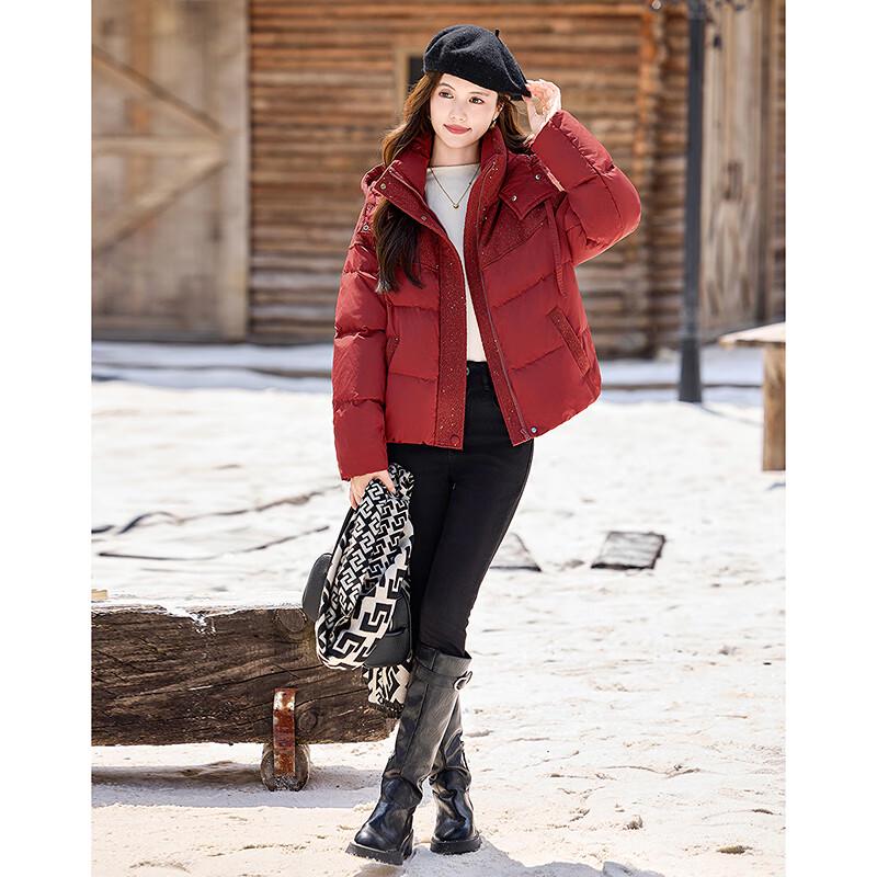 Women's Elegant Short Hooded Down Jacket 255006Y1